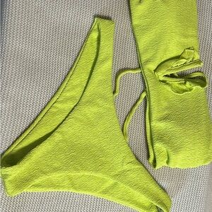 SHEIN Lime Green Textured Bikini Set